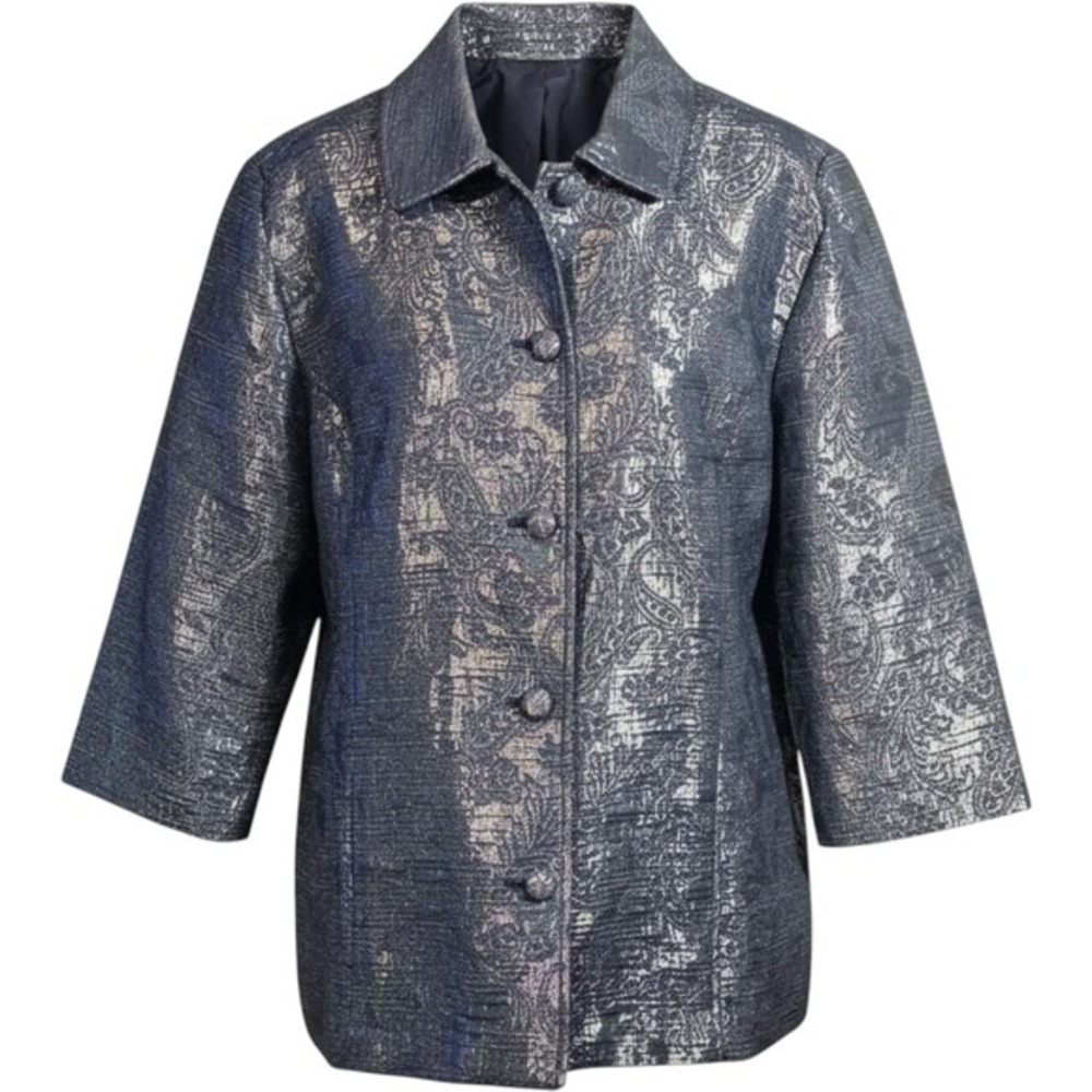Alfred Dunner Women's Metallic Paisley Brocade Jacket Size 12